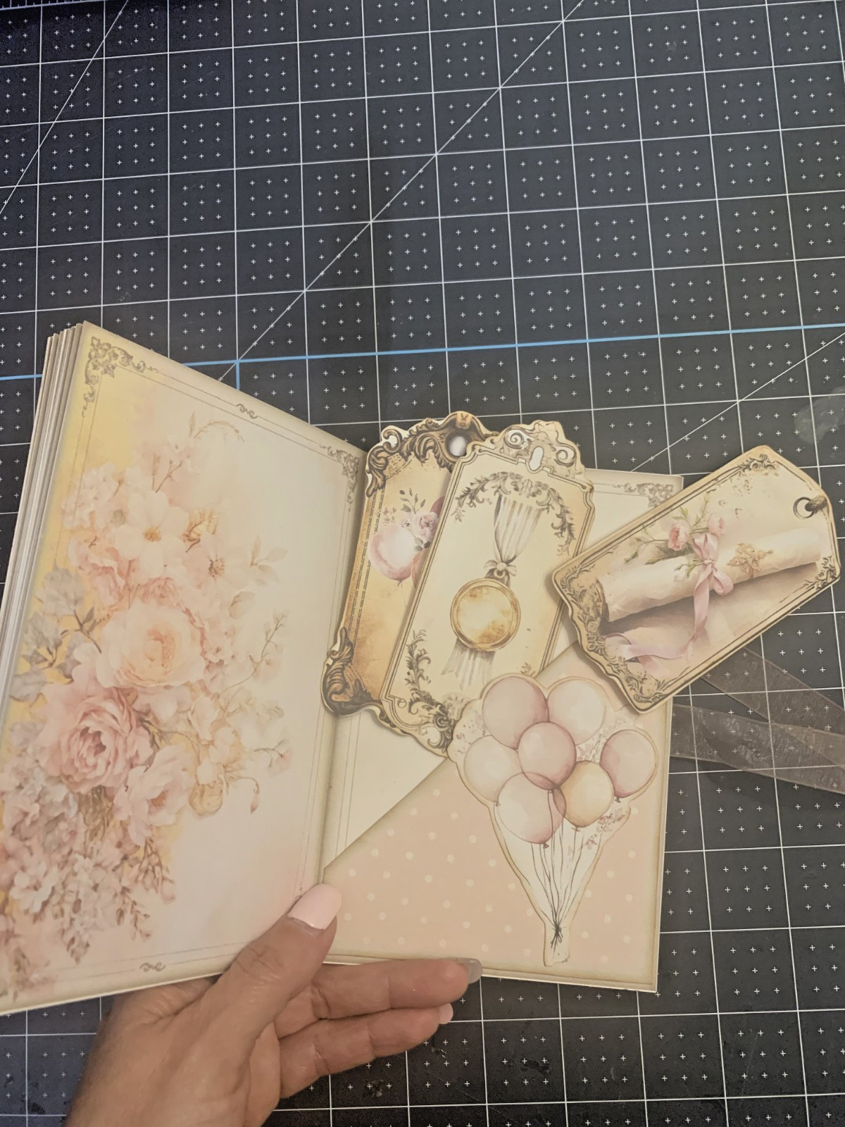 Handmade Graduation Journal Book | Shabby Chic Memory Book | Ephemera, Pockets.