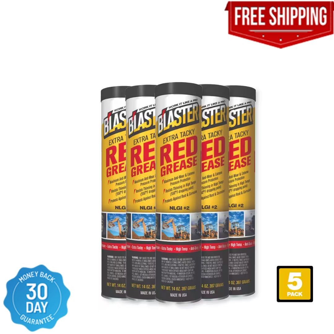 14 Oz. Extra Tacky Red Grease Cartridge for Grease Gun (Pack of 5)