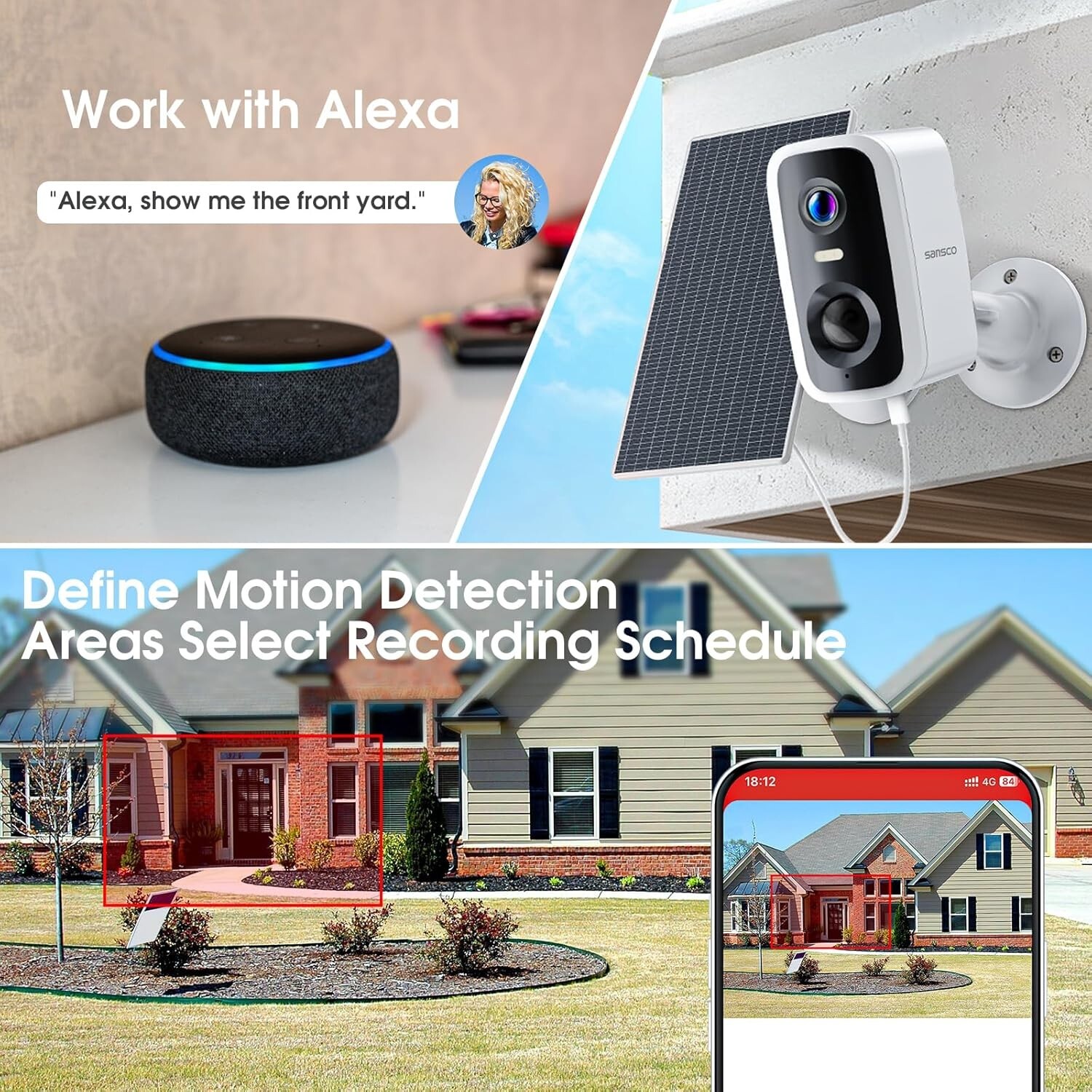 2K 4MP Solar Security Camera Outdoor Home Surveillance PIR 2-Way Talk + 64GB