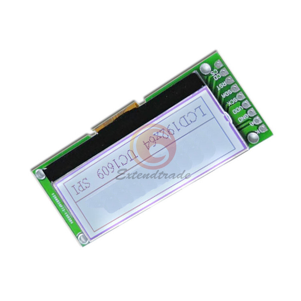 White 2" 192x64 Graphic LCD Display Module UC1609 SPI 5V