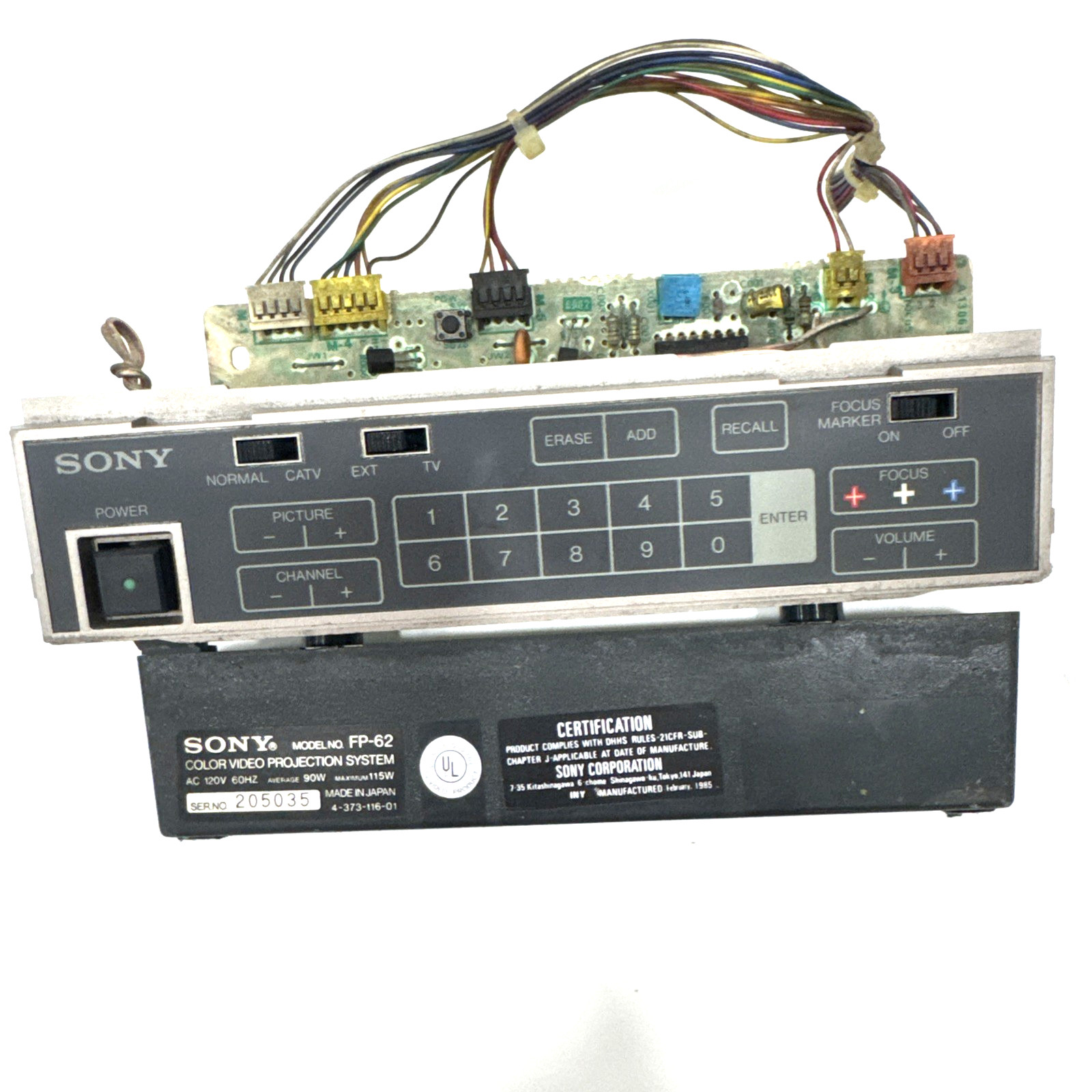 Sony FP-62 Vidimagic Color Video Projection System Control Board Only