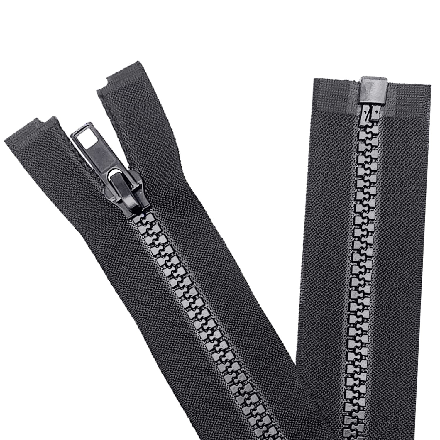 2 PCS #5 9-inch Black Molded Plastic Separating Jacket Zippers for Sewing Coats