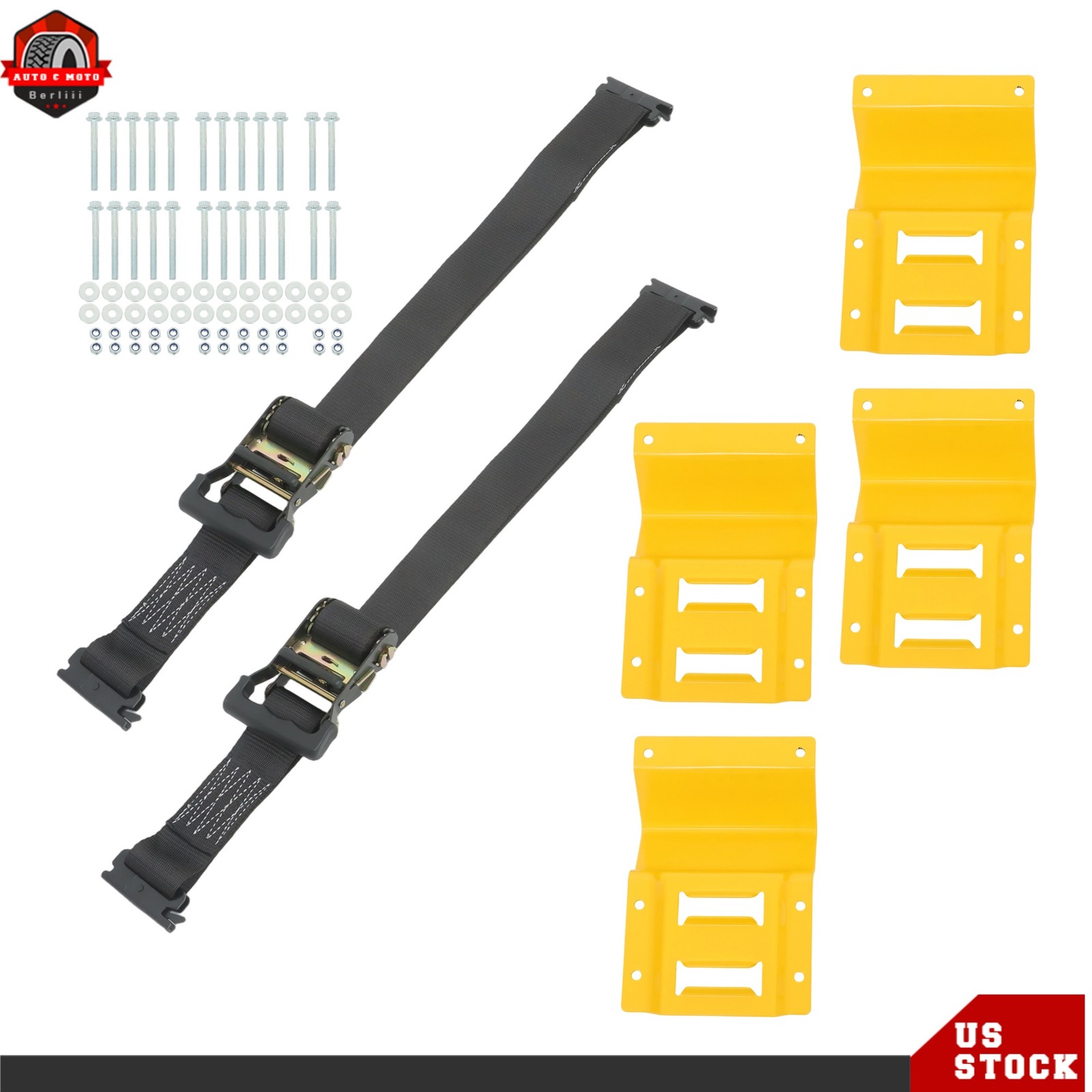 High Quality Trailer 6' Black Ratchet Strap E-Track Wheel Chock Tie Down Durable