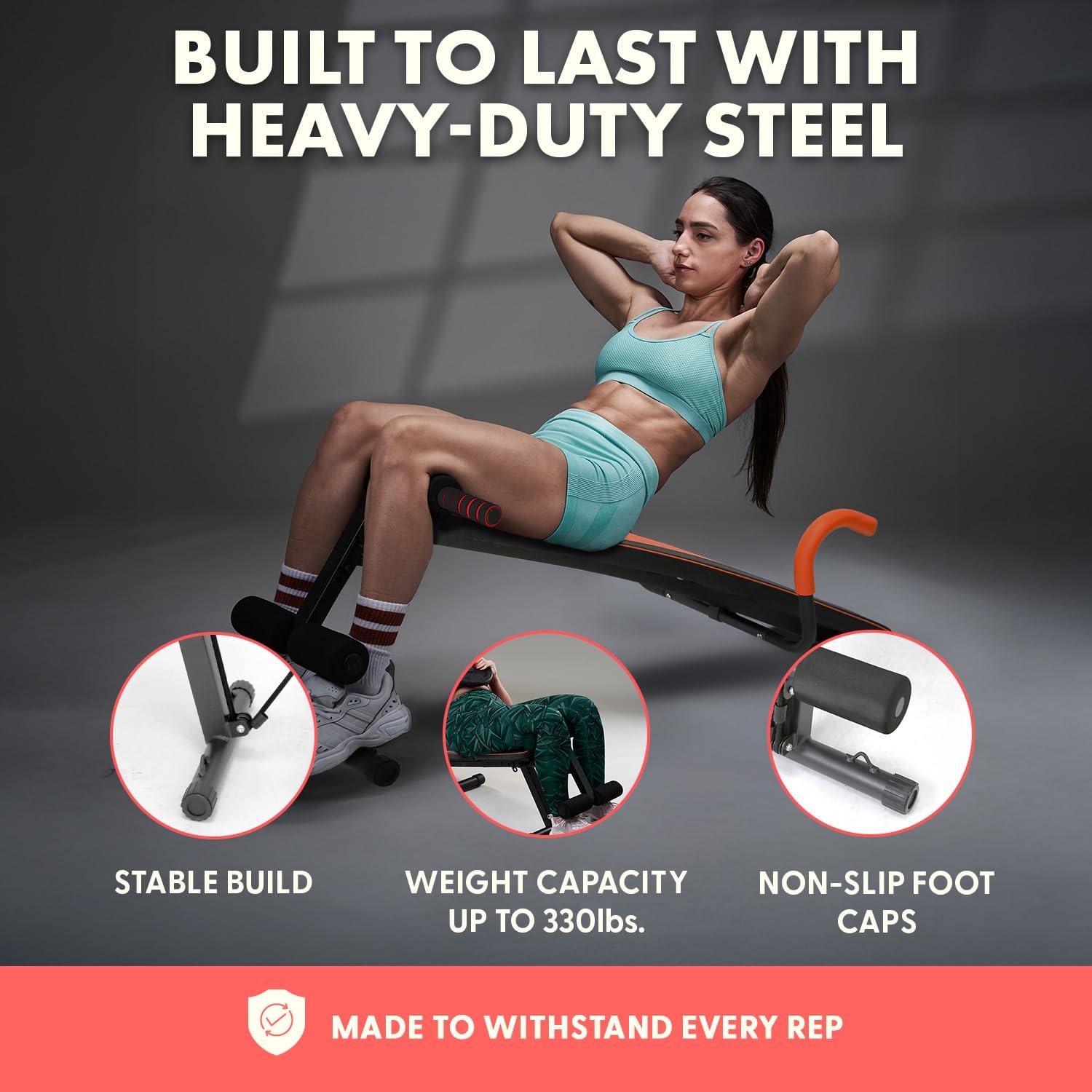 Adjustable Decline Sit-Up Bench for Abs with Handrail, Five Level Abdominal B...