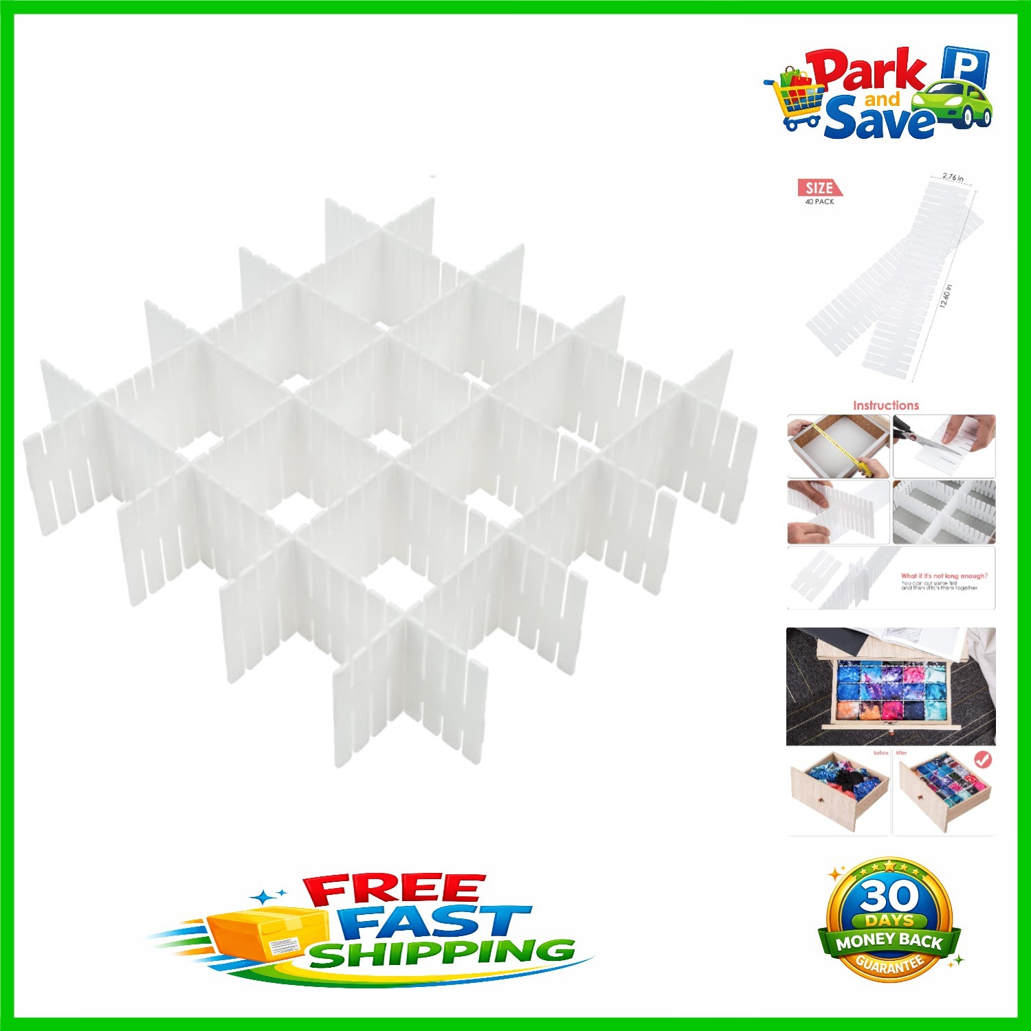 8Pcs Adjustable Drawer Dividers – Effortless Organization for Home & Office