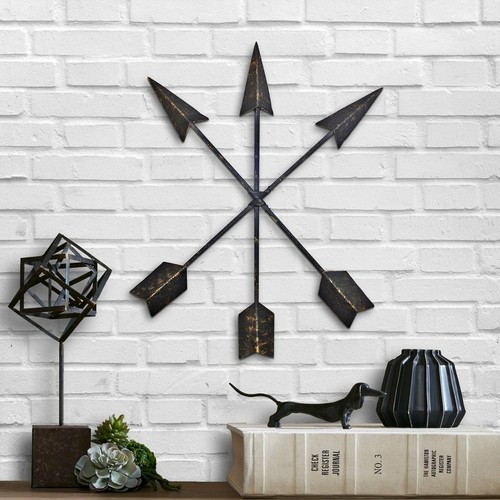 High Quality Rustic Cast Iron Arrow Wall Decor Set Bronze Farmhouse 15"