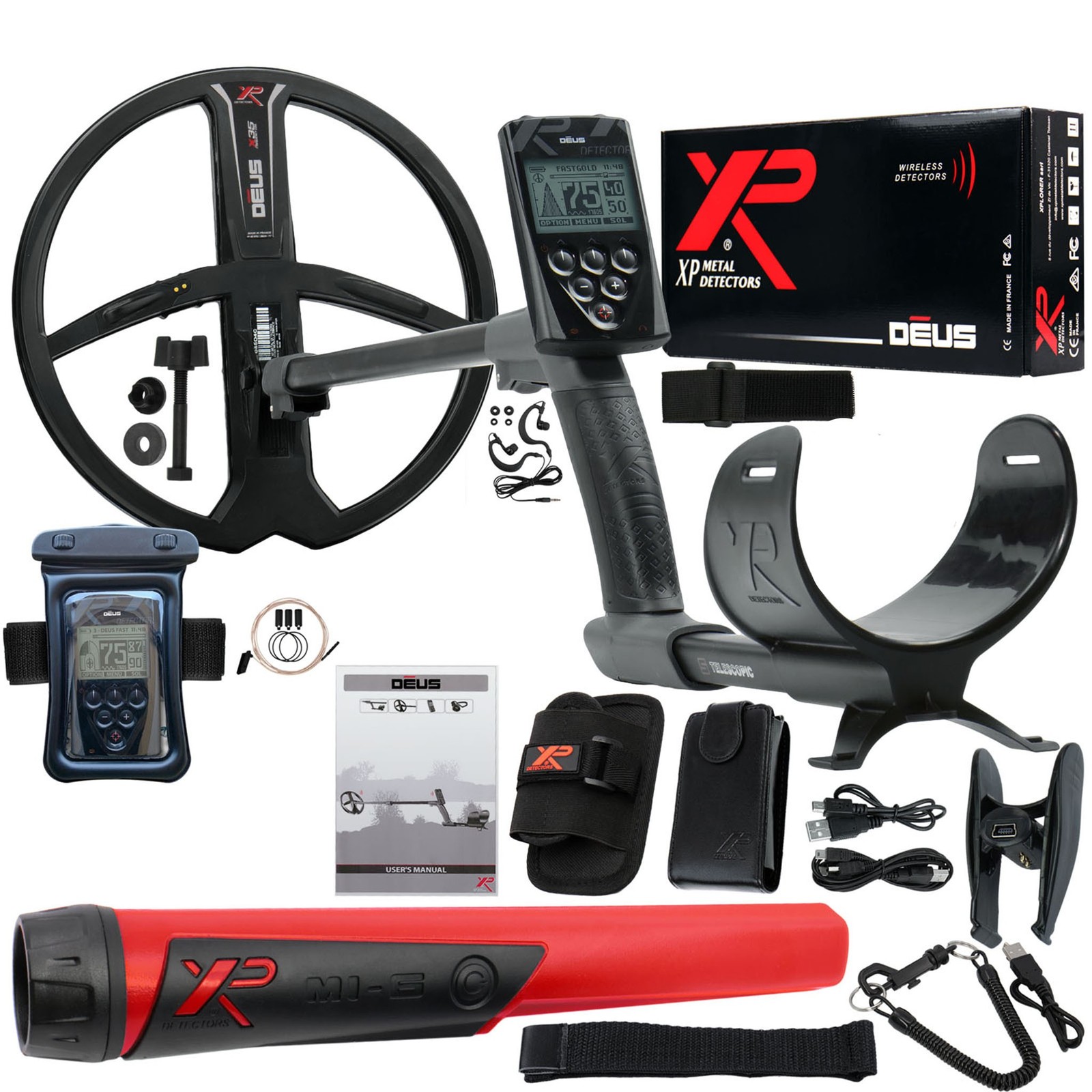 XP Deus Metal Detector – 11" X35 Coil, MI-4 Pinpointer, Remote, Wireless Setup