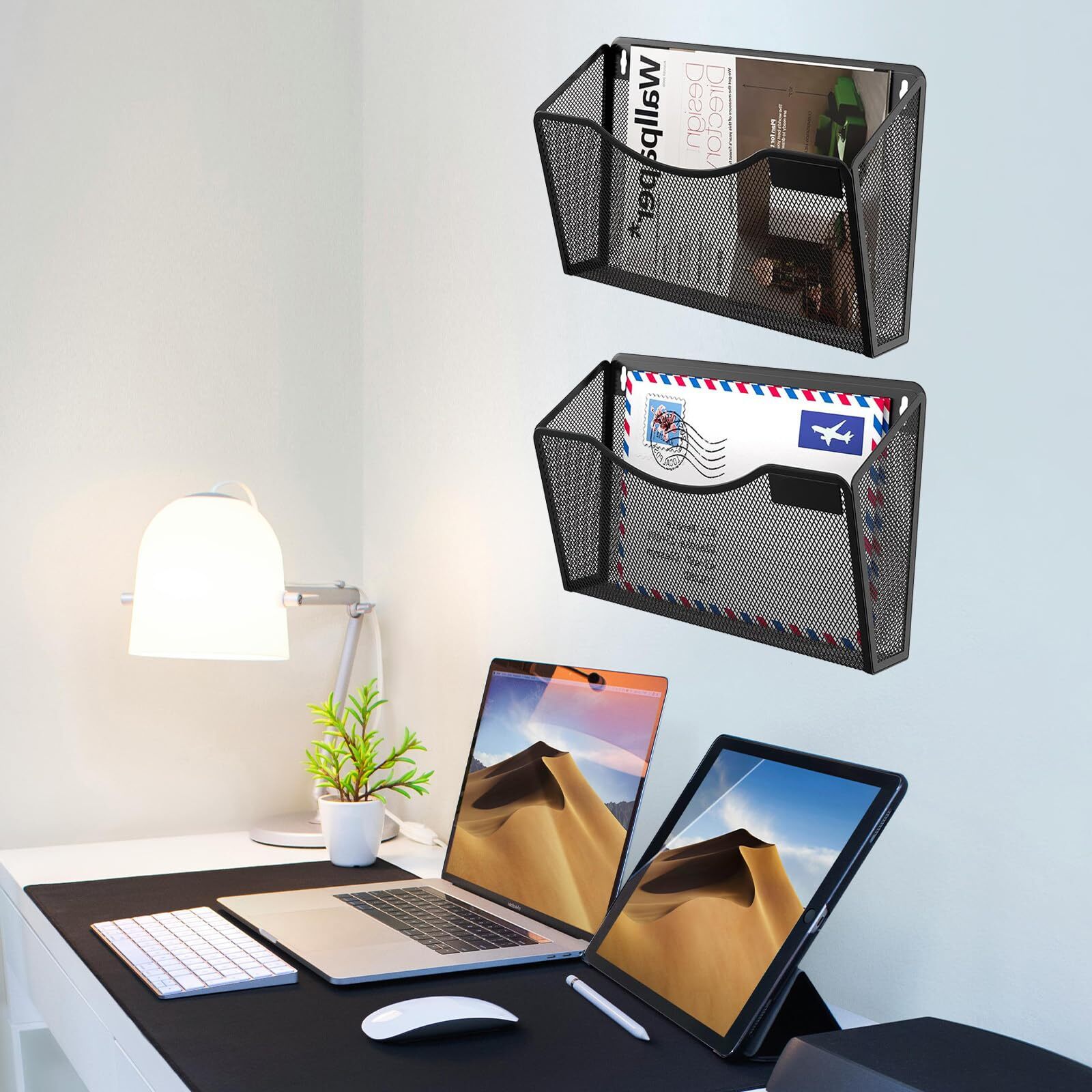 3 Pack Wall File Organizer Mesh Hanging File Storage Document Magazine Rack