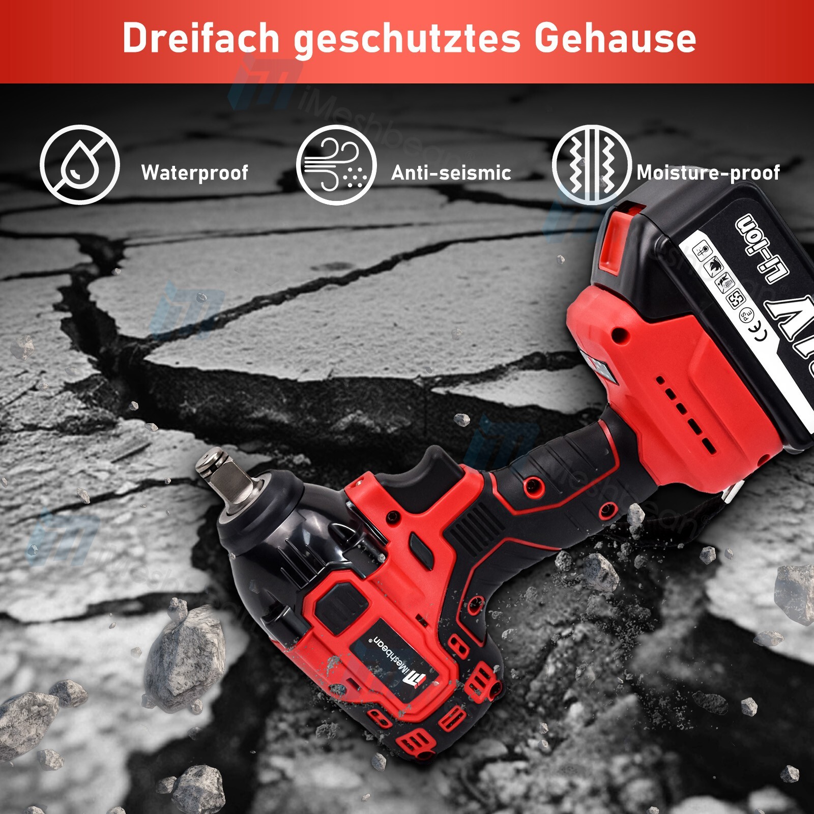 21V Cordless Electric Impact Wrench Gun 1/2'' Power Drill Driver 4.0Ah Battery