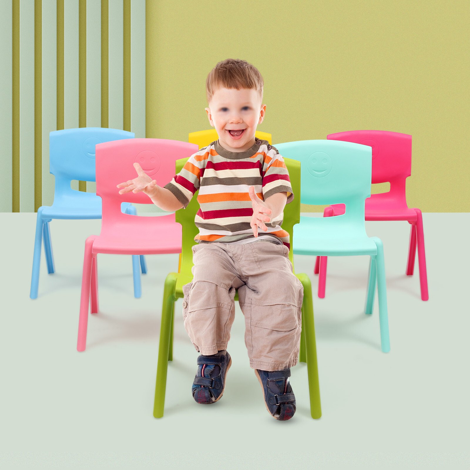 6PCS Kids Stackable Chairs, 11in Height, 220lb Capacity, for Classroom Daycare
