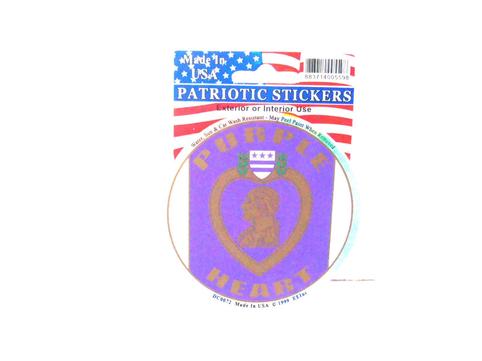PURPLE HEART  STICKER DECAL  3&1/2 inches