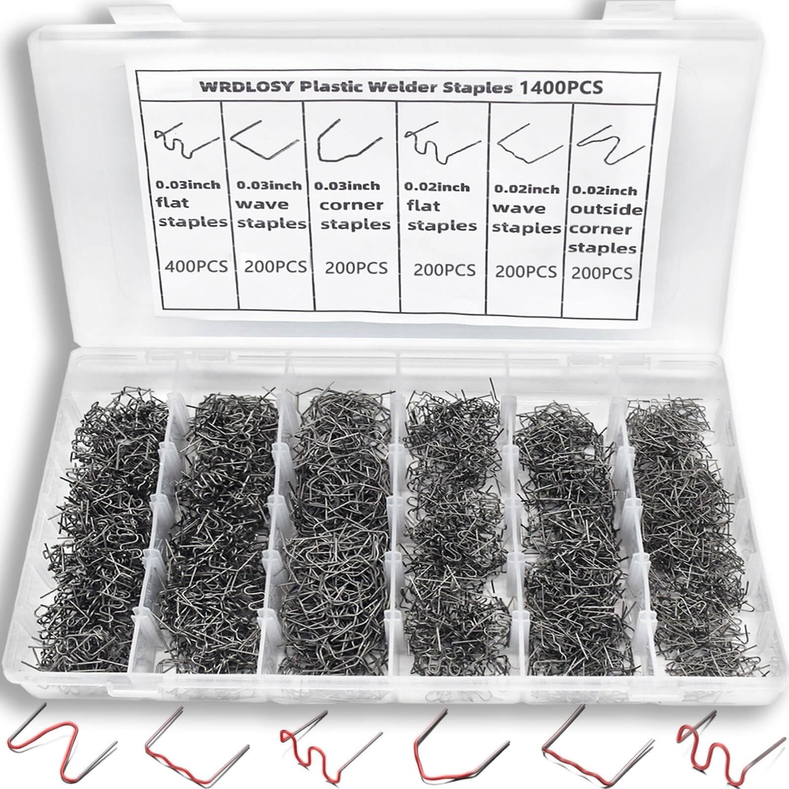 1400PCS Plastic Welding Kit with Storage Box, 6 Different Shapes Plastic Welder