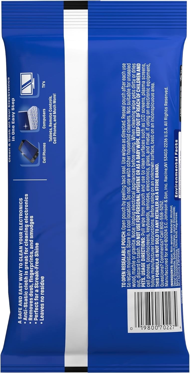 Windex Electronic Cleaning Wipes, Pre-Moistened Screen Wipes for TVs 25 Count