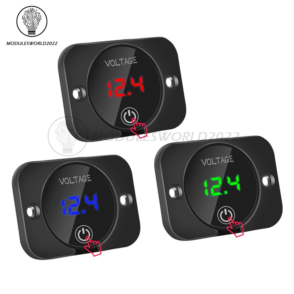 12V-24V LED Digital Voltmeter Waterproof Voltage Gauge Meter Touch Display Panel