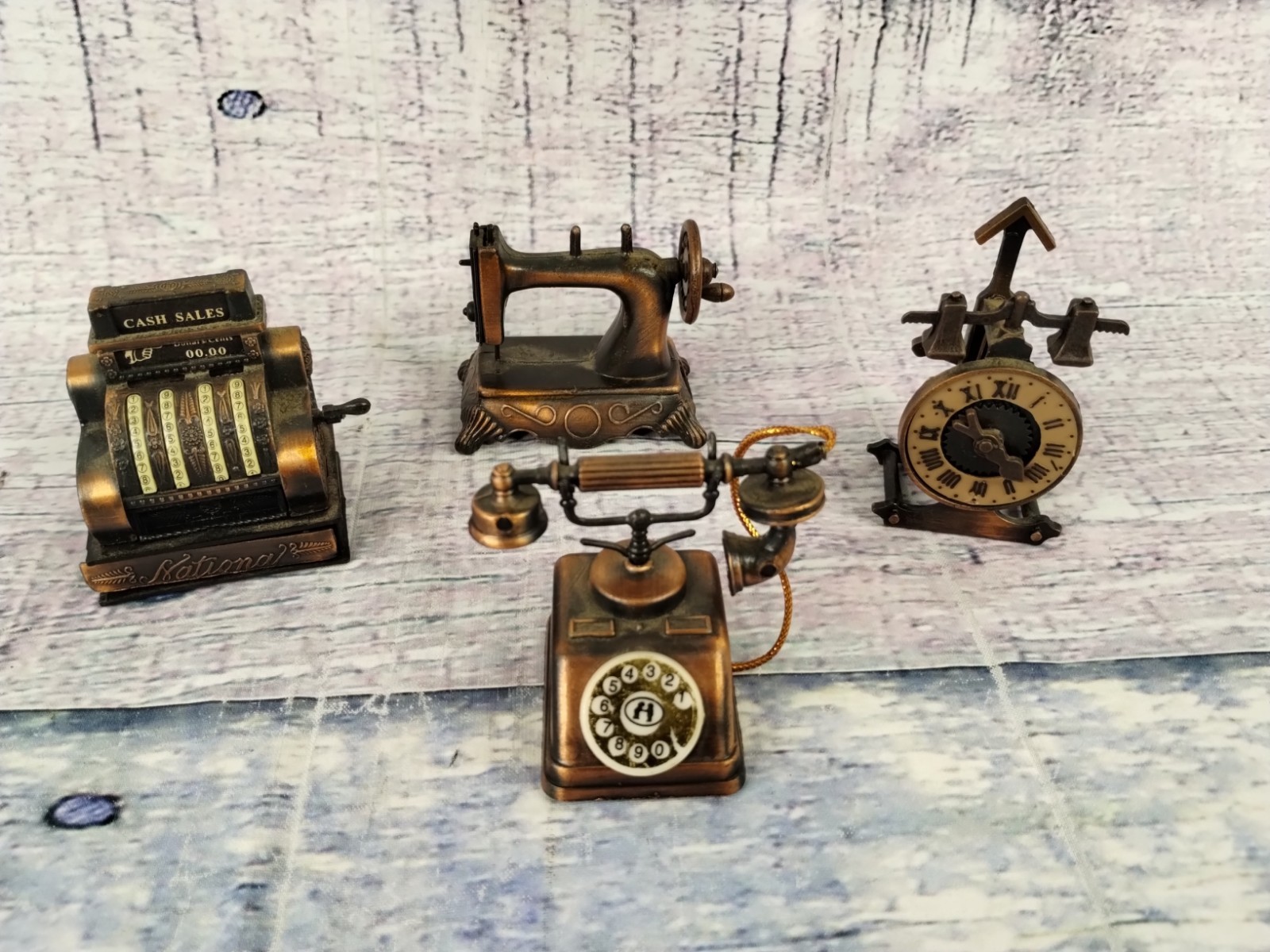 VTG Lot Of 4 Miniature Die Cast Metal Pencil Sharpener's Display Doll House Toy