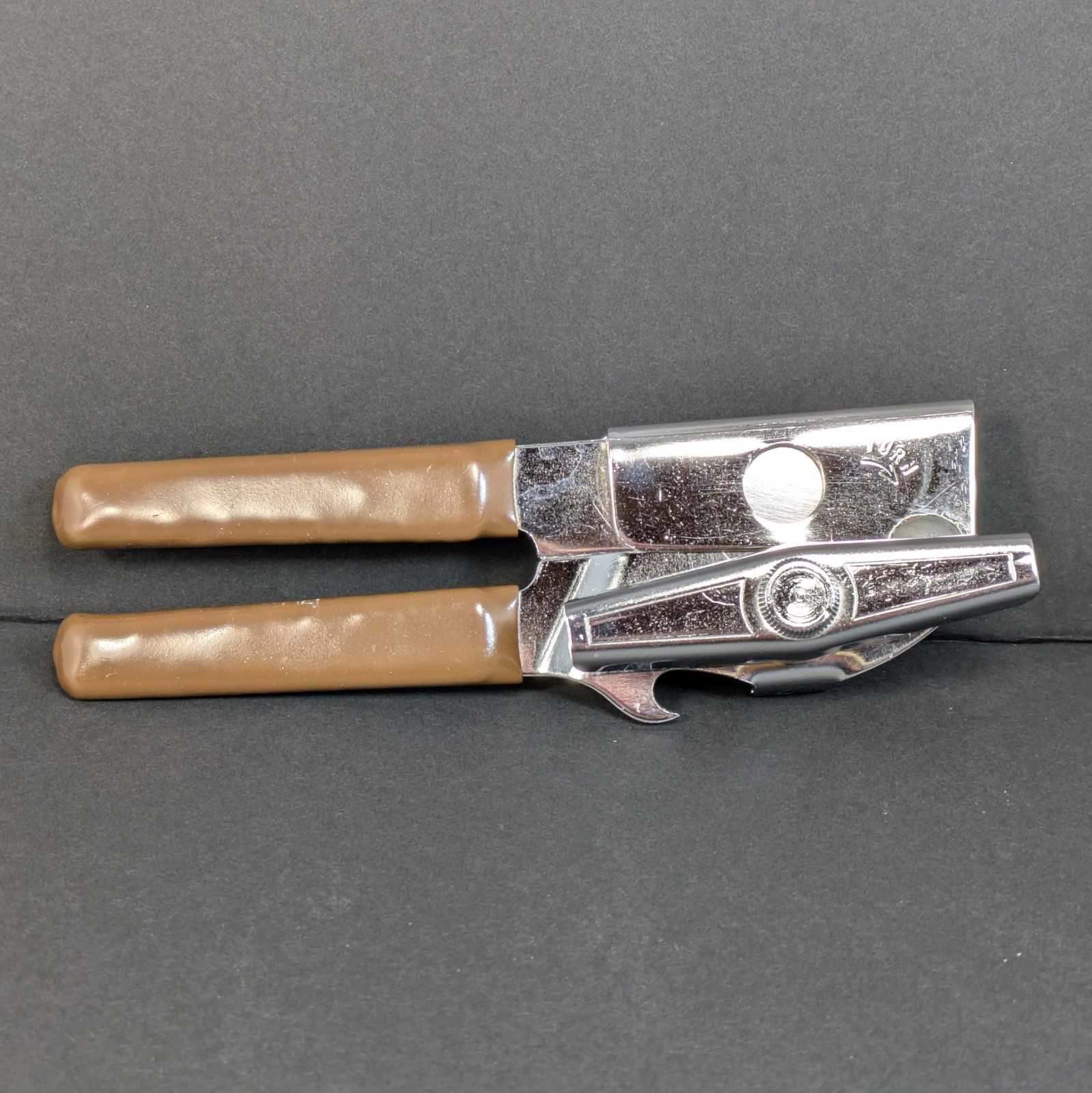 Swing-A-Way Manual Can Bottle Opener Brown Coated Handles USA Vintage