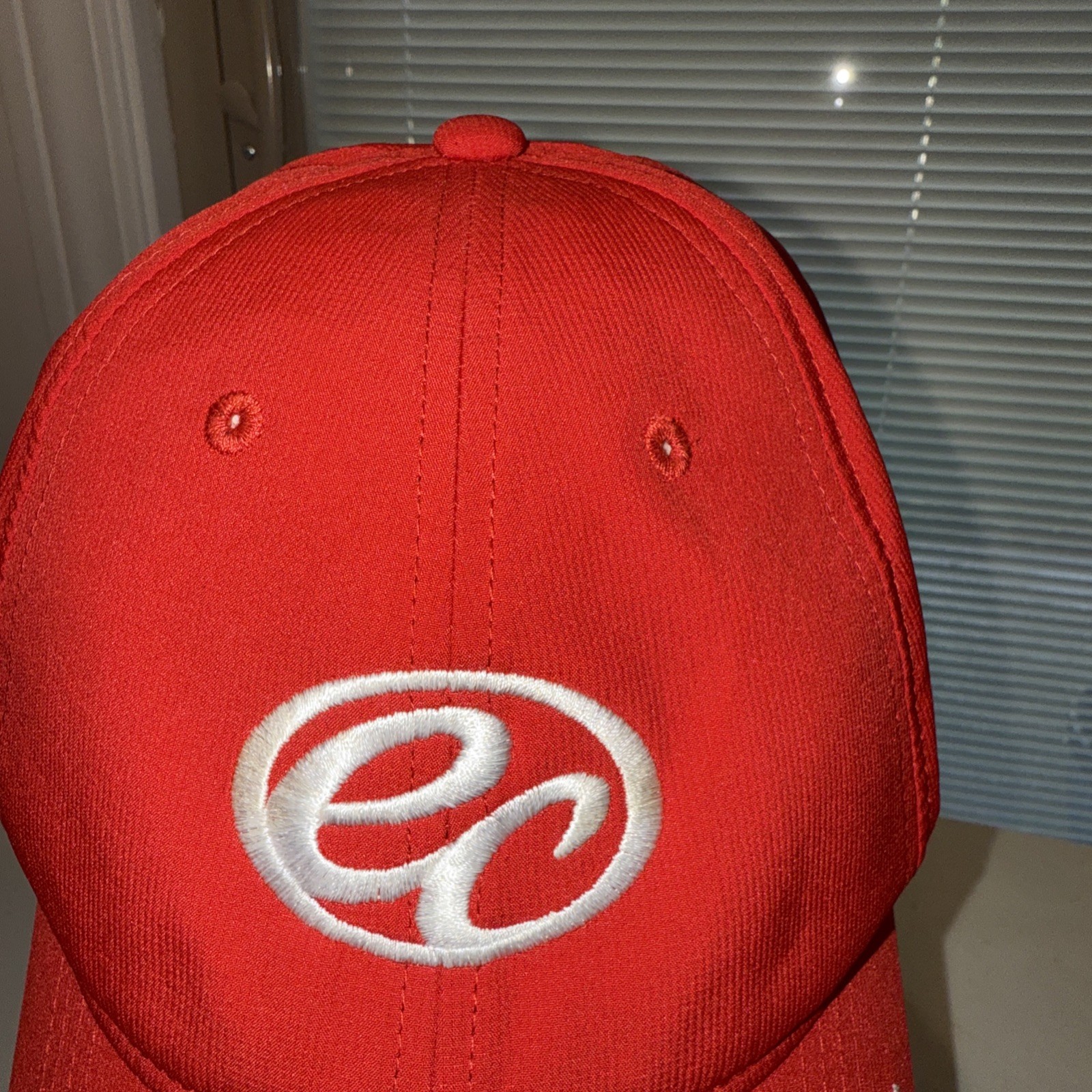 Nike Golf Red w White ec Letters Hat Cap Hook Loop Light Weight EUC