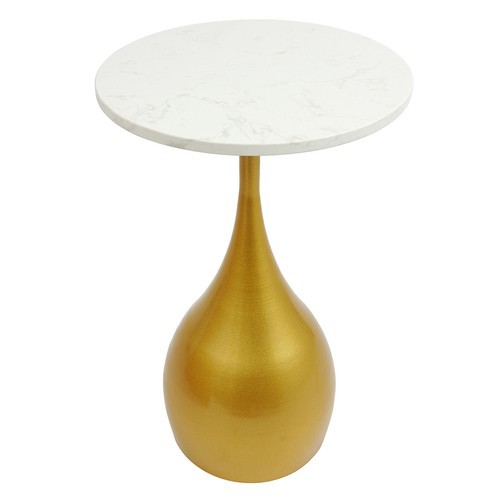 13.78In Marble Sofa Side Table Modern Round Accent Table For Small Spaces US~