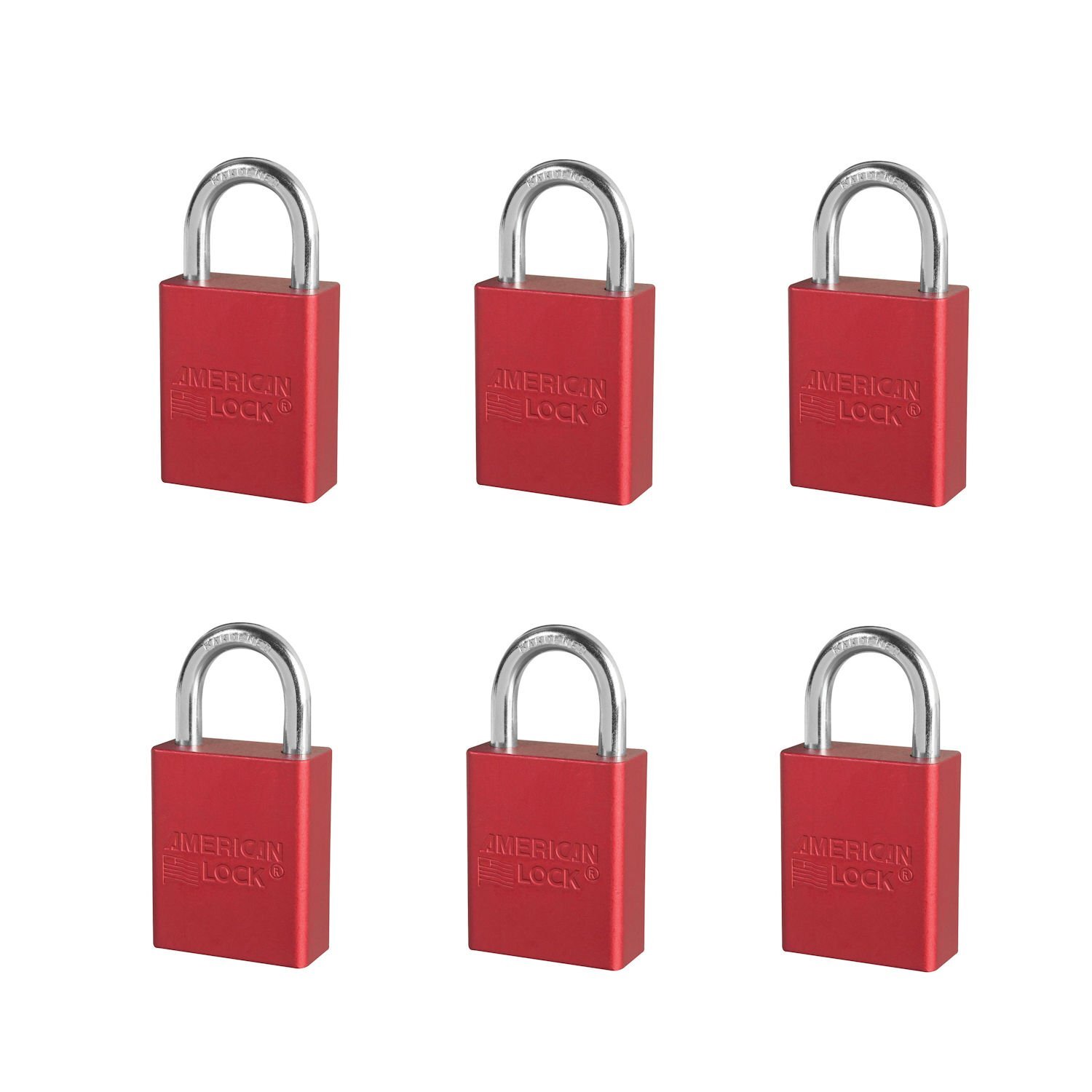 6 Pack of American Lock A1105KA RED Padlock With 1 1/2" Solid Aluminum Body...