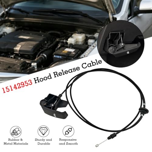 Hood Release Cable & Handle Assembly, Compatible with 1999-2007 Chevy 15142953
