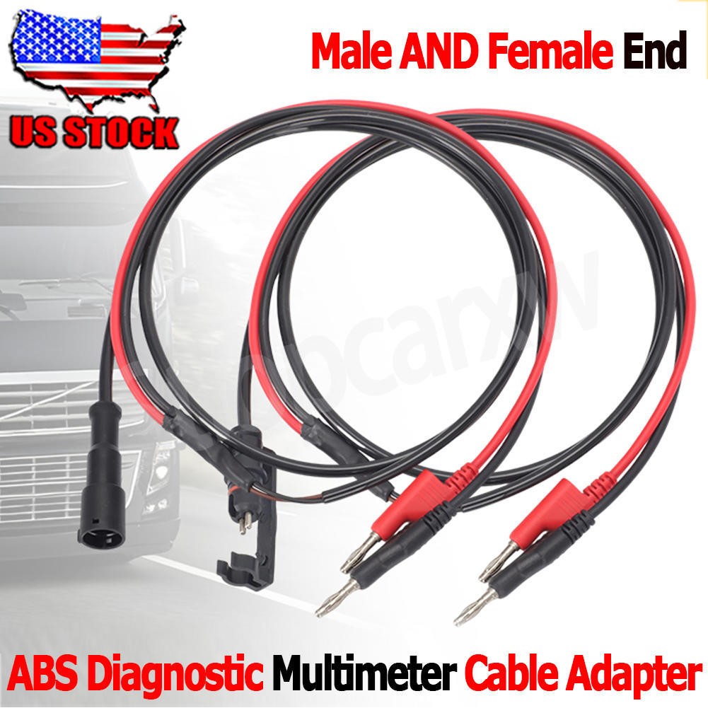 1Pair ABS Diagnostic Multimeter Cable Adapter for Heavy Duty Semi Truck Trailers