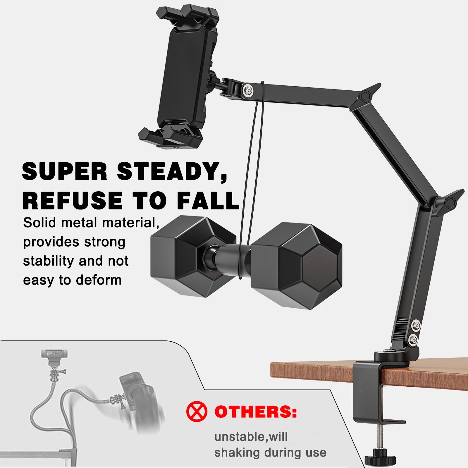 Tablet Stand Holder, iPad Desk Mount with 360°Rotate Base, Adjustable Foldabl...