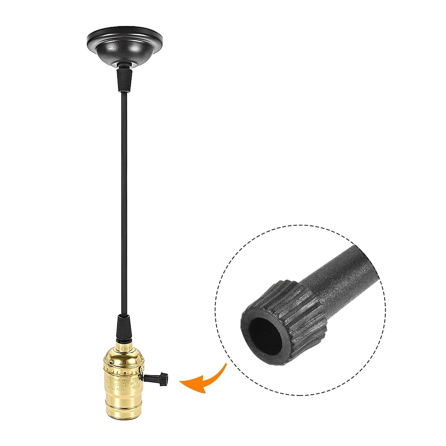 5pcs On/Off Replacement Light Turn Socket Switch Knob 50mm Length Black