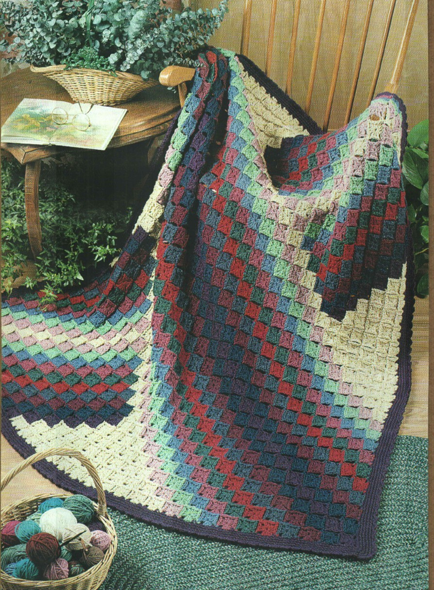 DIAGONAL DIAMONDS AFGHAN HOME DECOR DIGEST SIZE CROCHET PATTERN INSTRUCTIONS