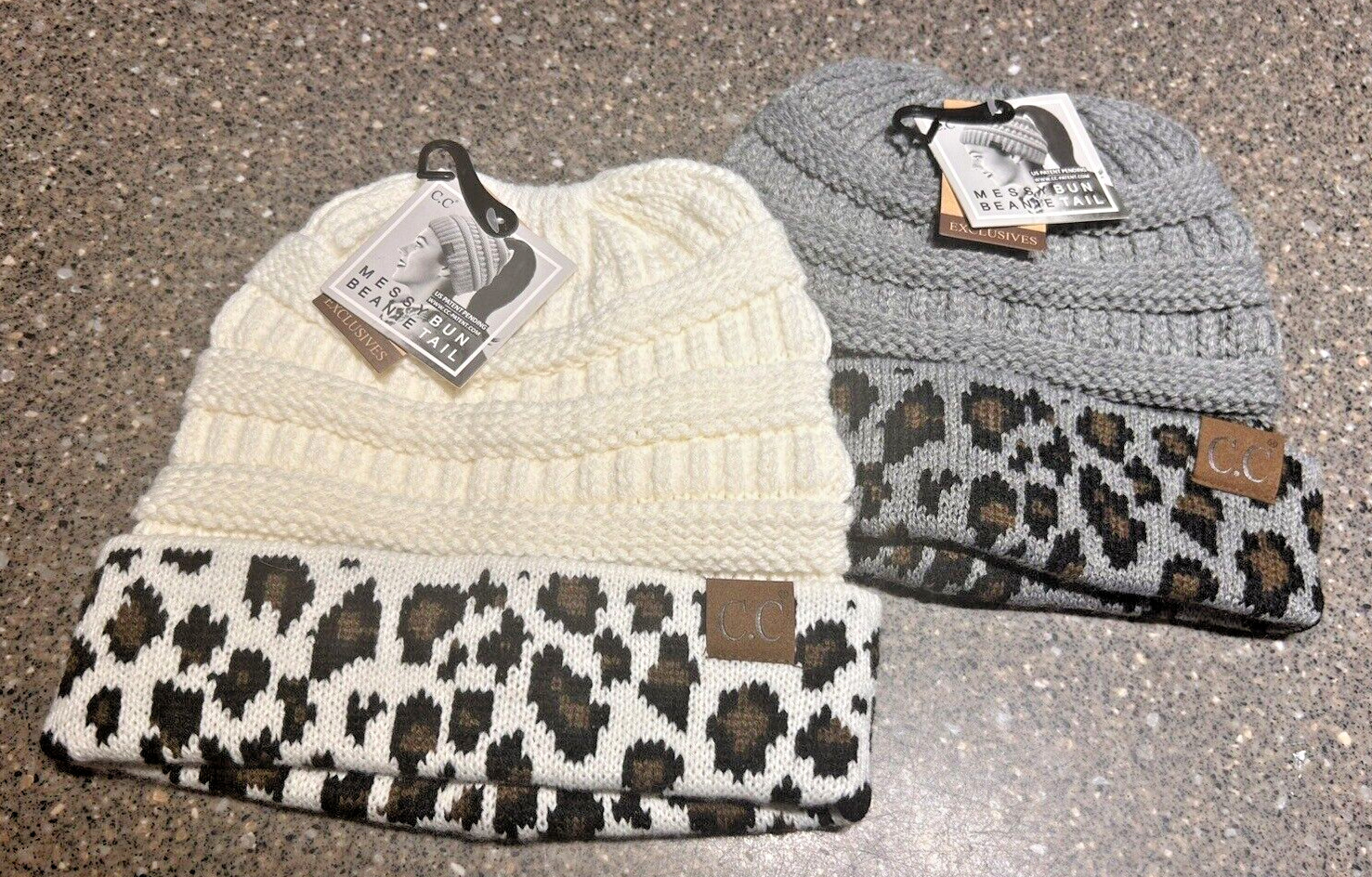 C.C Exclusive Messy Bun Beanie Tail - Leopard - MB80