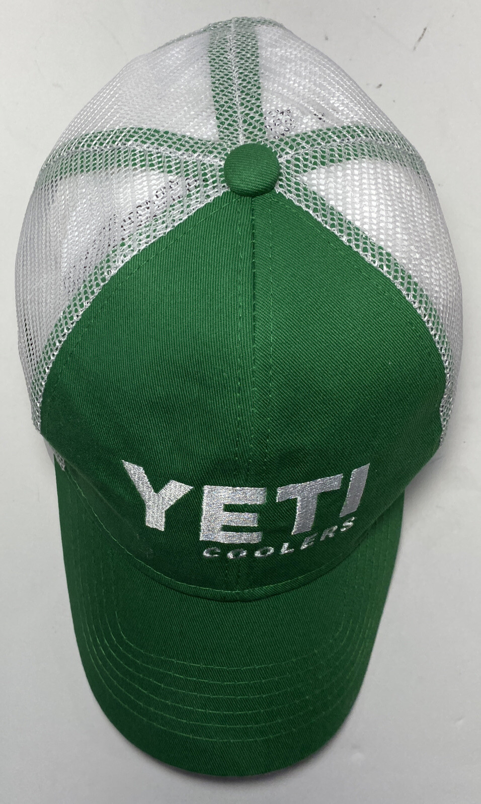 YETI Coolers Logo Trucker Hat Cap Green White Mesh SnapBack