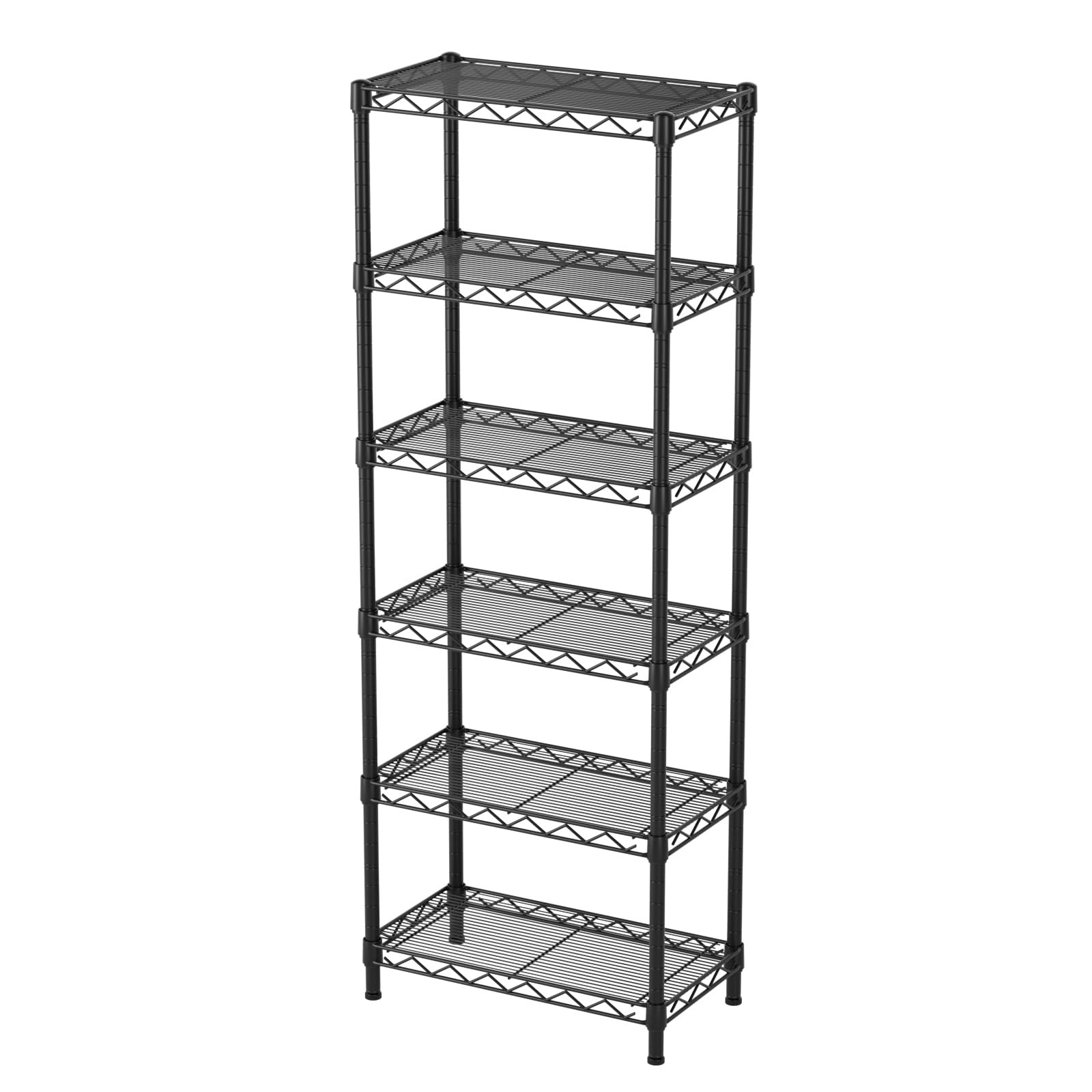 6 Tier Adjustable Storage Shelves,Narrow Mesh Gaps Metal Utility Shelf,Wire S...