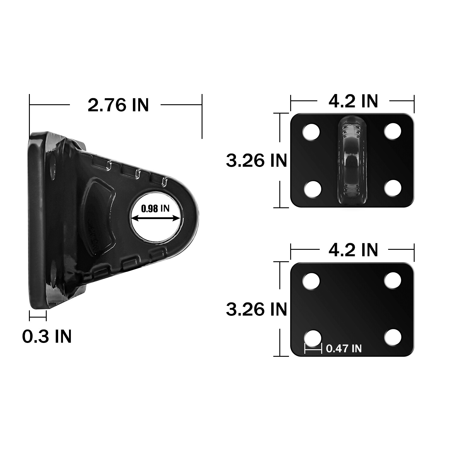 2 Pack D-Ring Shackle Mounts w/Backer Plate Bolt on Clevis Mount Bumper Bracket