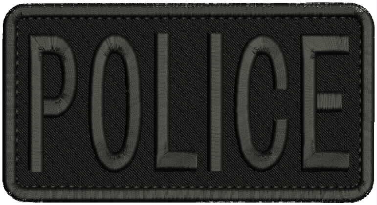 POLICE EMBROIDERY PATCH 3X6'' HOOK ON BACK BLK/BLK