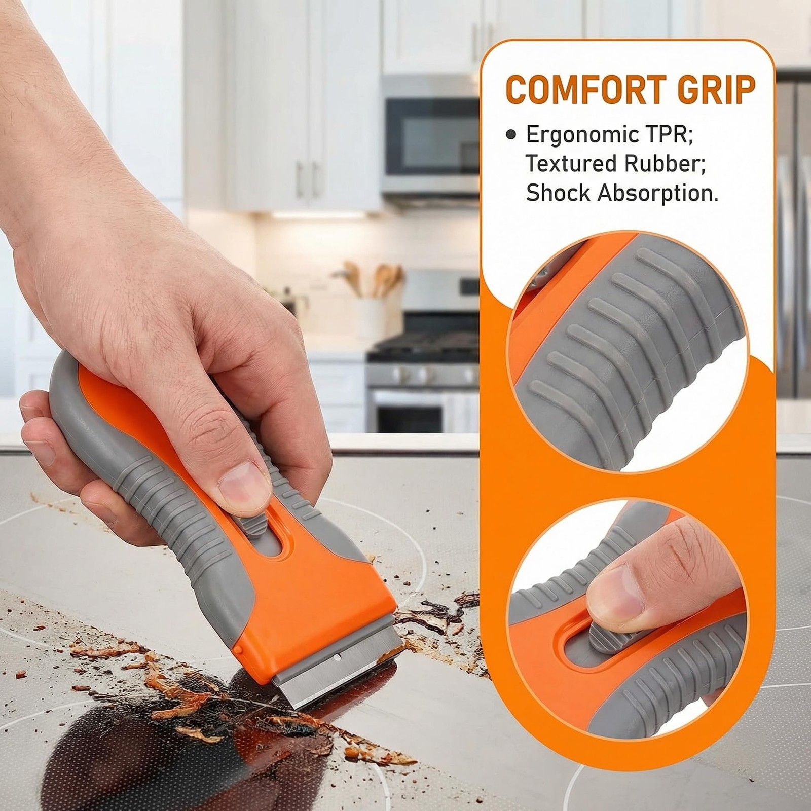 Razor Blade Scraper Tool 2 Pack with 20 Extra Blades - Retractable Red,orange