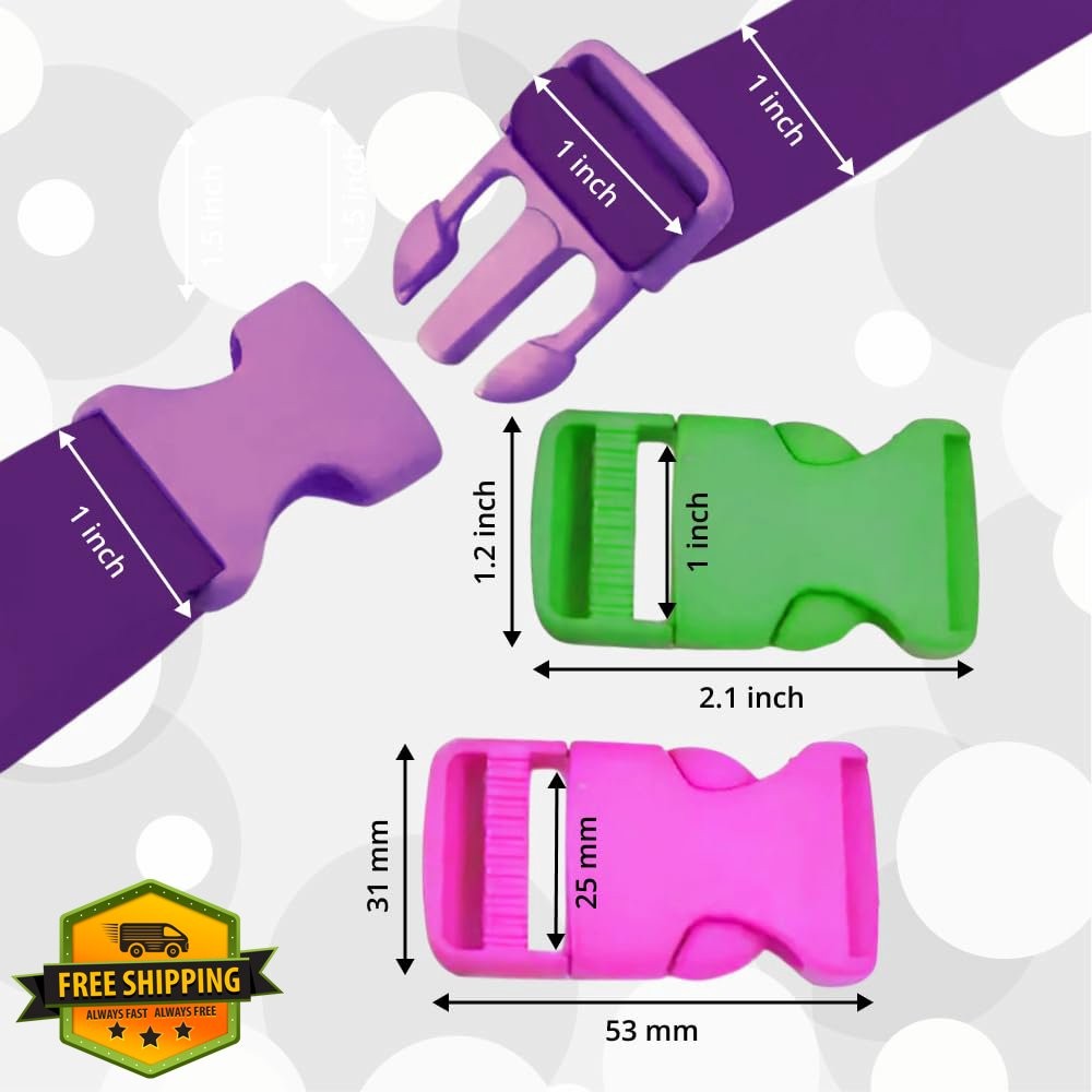 Green 1" Plastic Side Release Buckles 4pcs