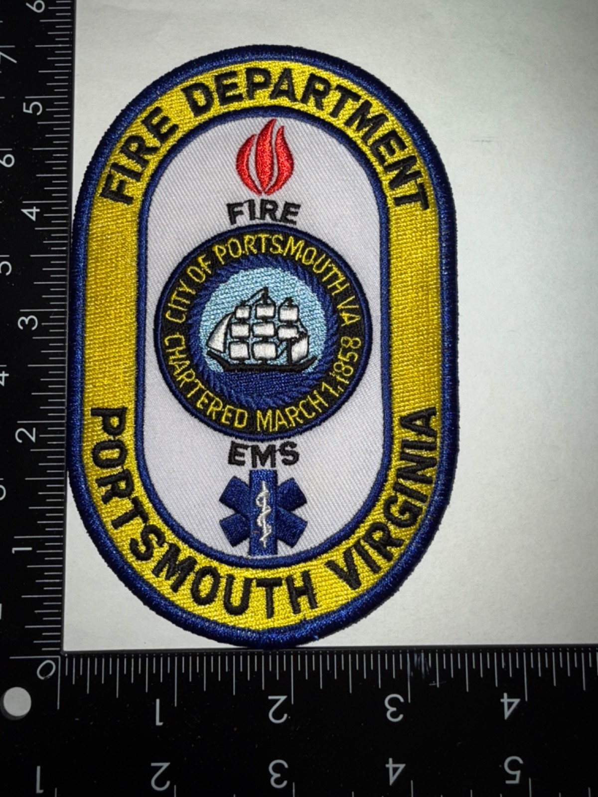 Portsmouth Virginia VA Fire & EMS Department Embroidered Shoulder Patch Obsolete