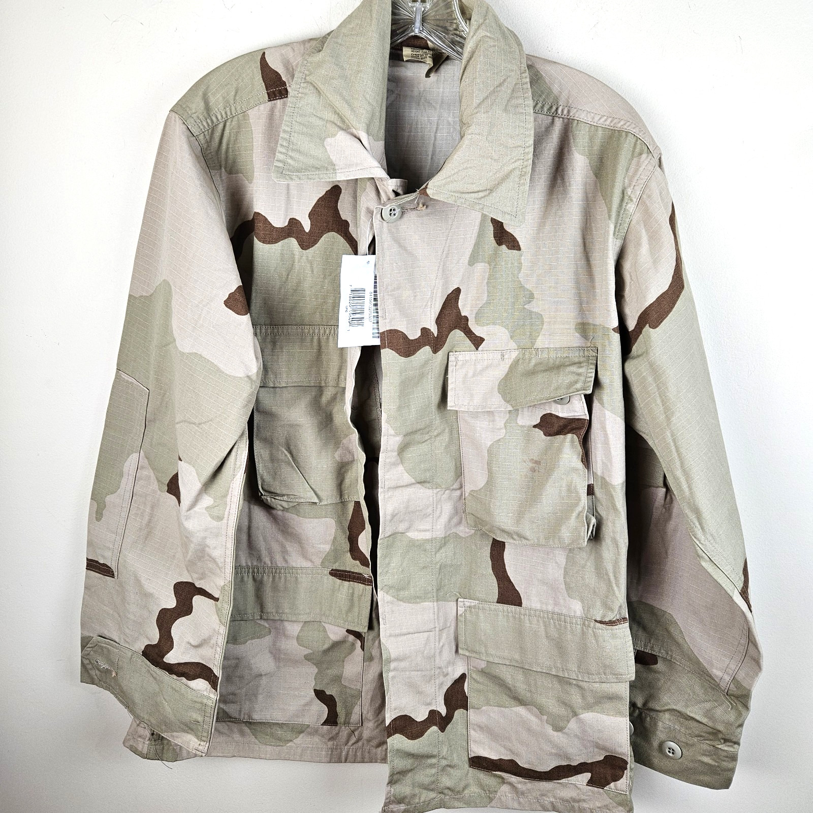 Vtg Military Issued Adult Medium Short Desert Tri-Color Camo Shirt Coat NWT