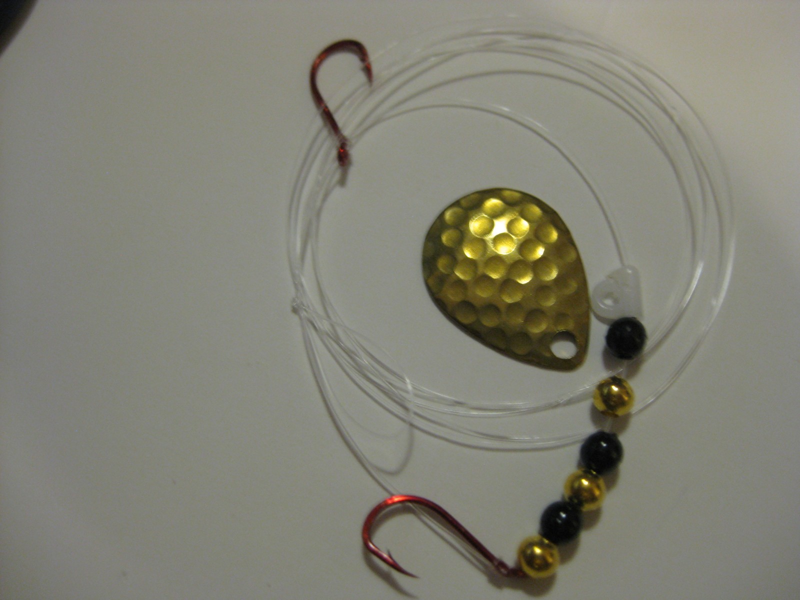 Walleye 2 Hook Spinner Blade Blades Rigs Crawler Harness (Hammered Brass)