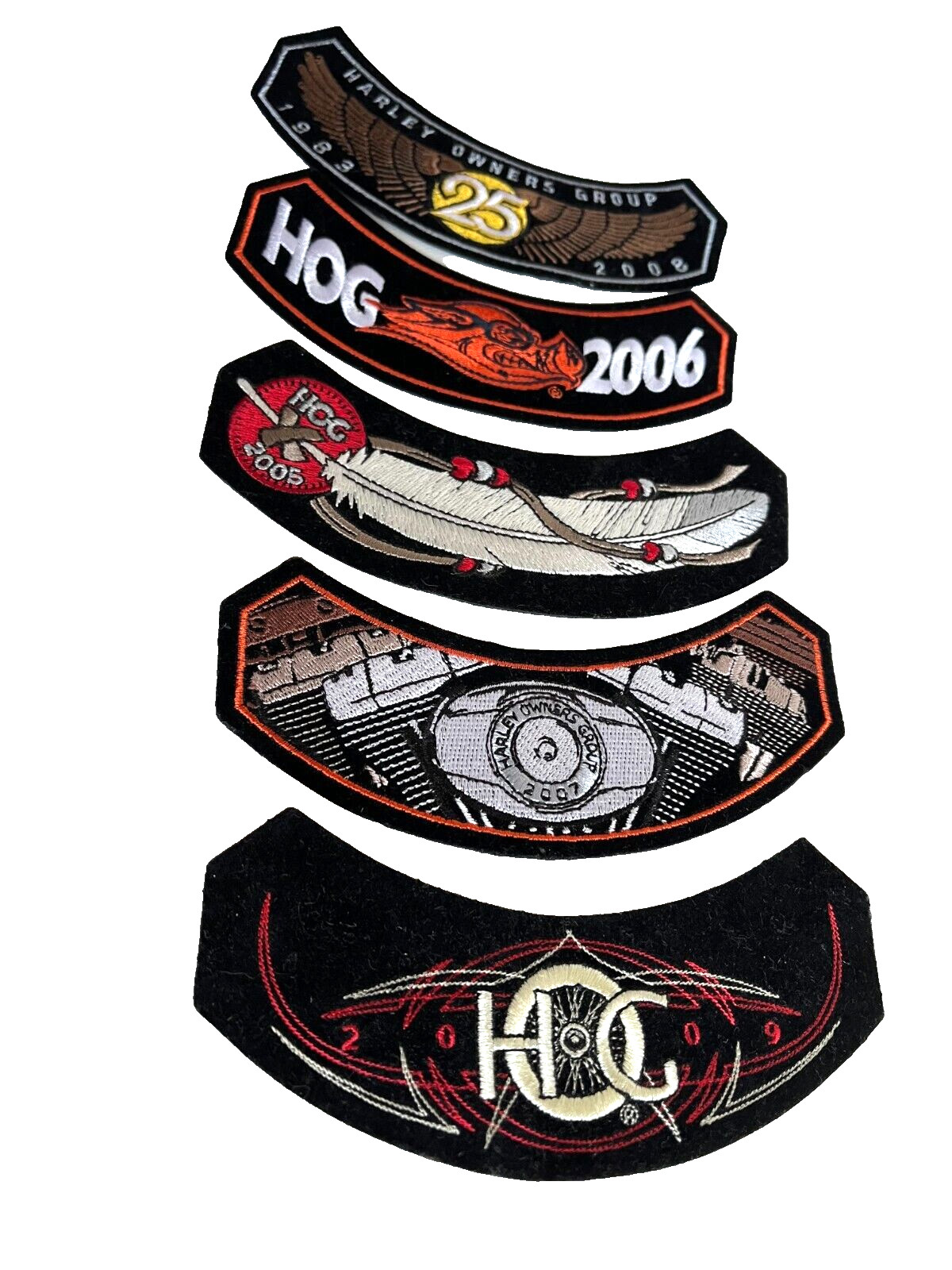 Harley Owners Group HOG 2005 2006 2007 25th Anniversary Year & 2009 Patches