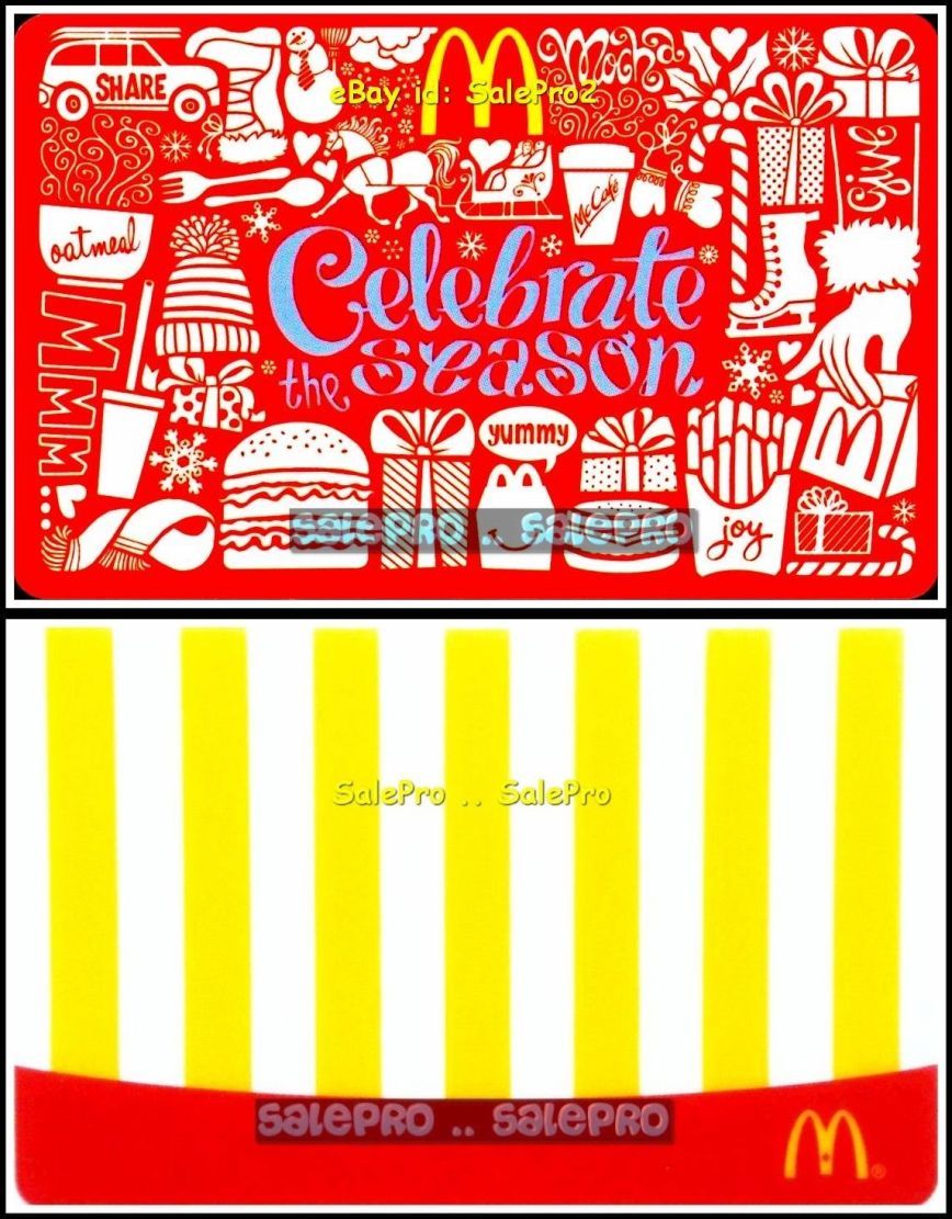 2x McDONALD CELEBRATE McCAFE OATMEAL FRENCH FRIES RARE COLLECTIBLE GIFT CARD LOT