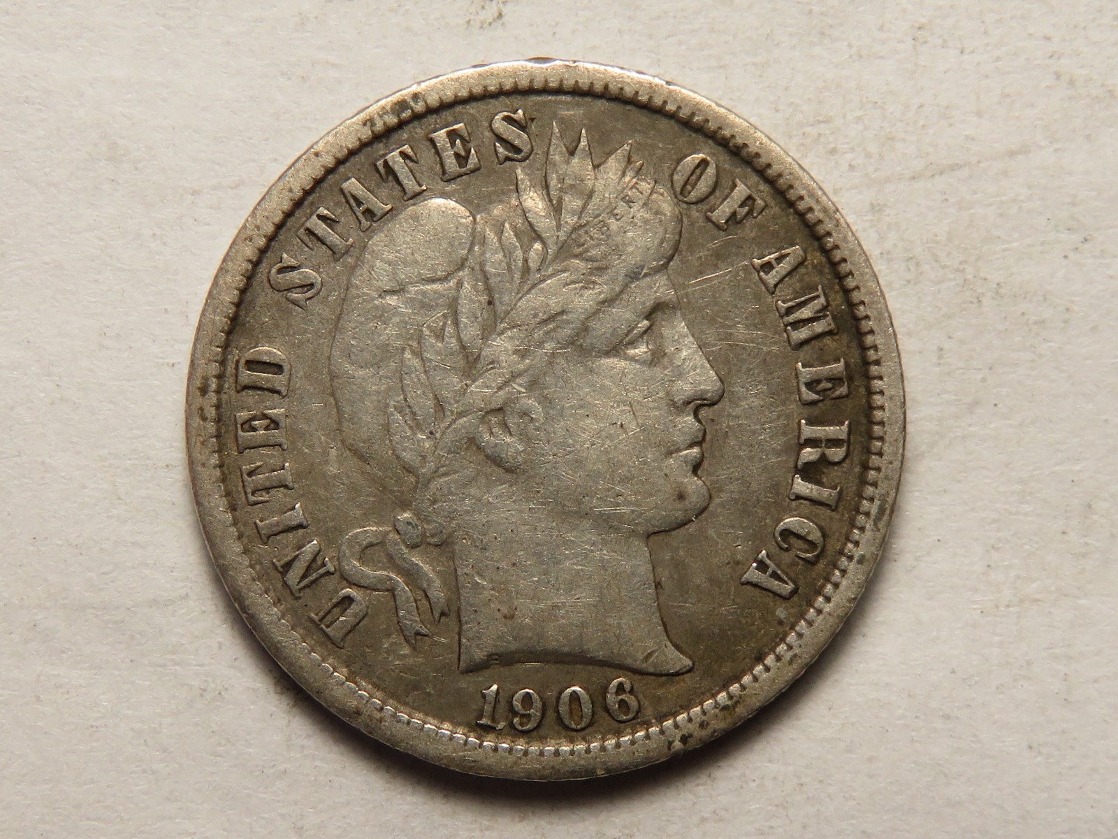 1906-P Barber Dime, XF, Lightly Cleaned
