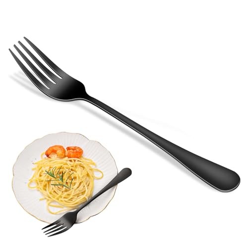 Black Dinner Forks Set, 8-Piece 8 Inches Food-Grade Stainless 8-Piece(Black)