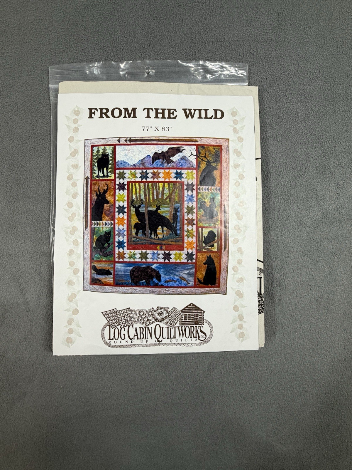 Quilt Pattern “From The Wild” Deer Wolves Birds Log Cabin Quiltworks 77x83