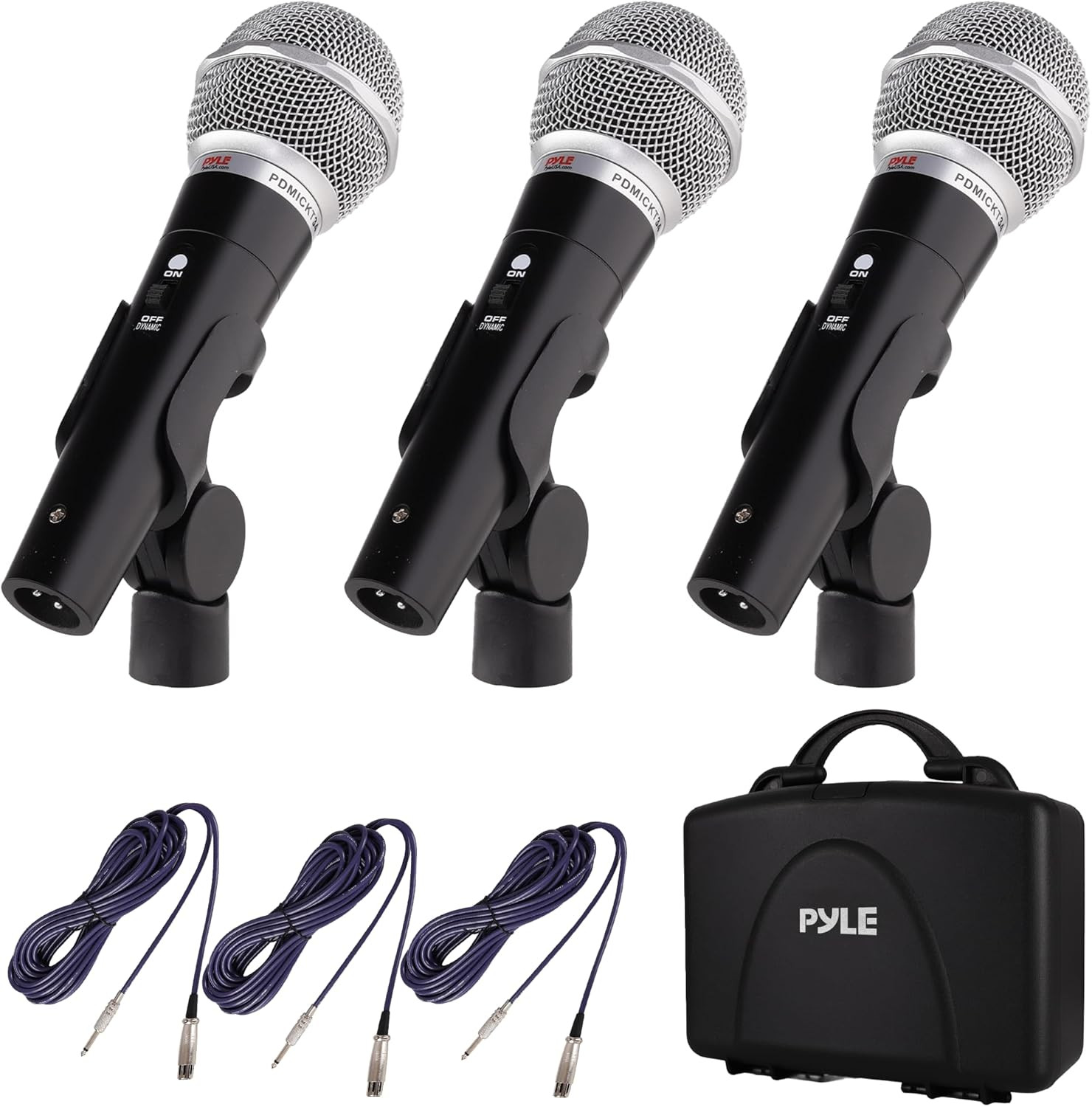 3 Piece Professional Dynamic Microphone Kit Cardioid Unidirectional Vocal Handhe