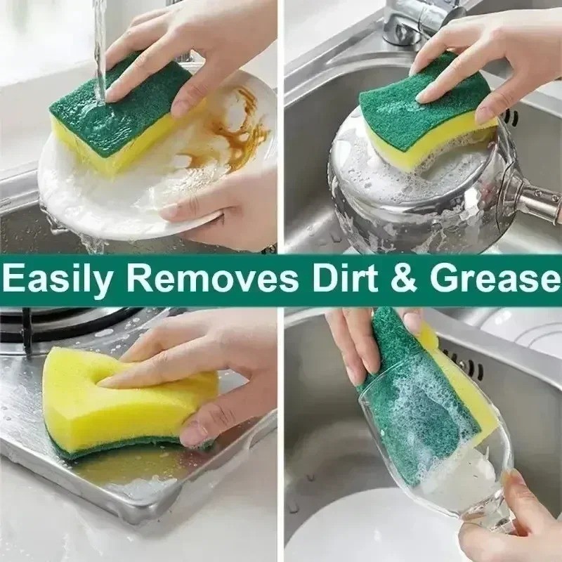 10/30/50pc Double-Sided Magic Cleaning Sponge – Rust & Pot Brush for Kitchen