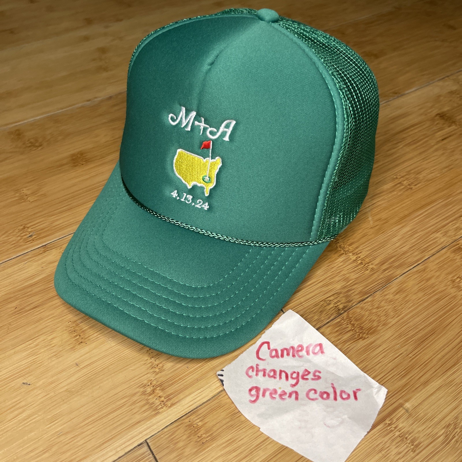 Otto M+A MA Masters Augusta Golf Green Rope Mesh Trucker Snapback Hat Cap CLEAN