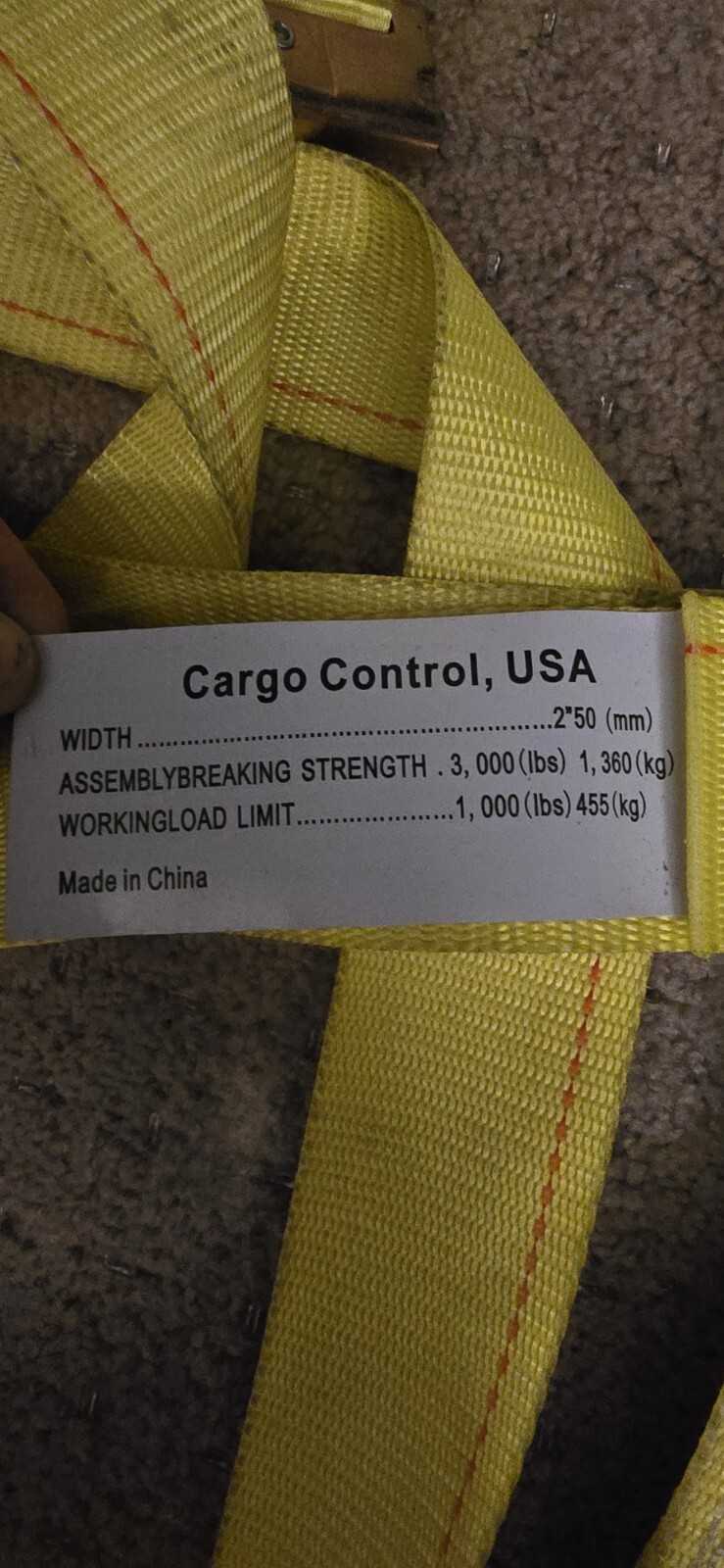 (7) Cargo Control E-Track Ratchet Buckle Strap w/ Spring Clips 1000 lbs WLL 12'