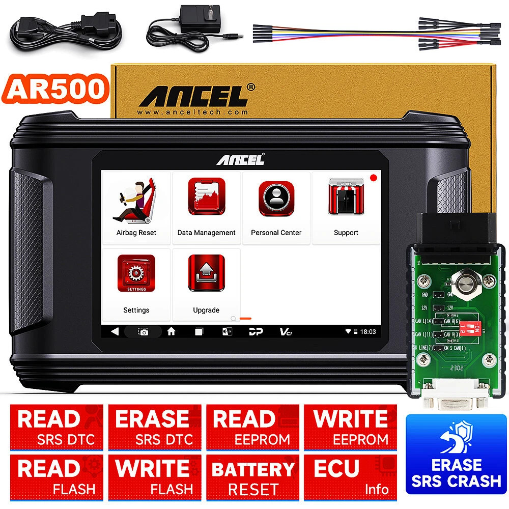 AR500 Airbag Module Repair Tool Car OBD2 Diagnostic Scanner SRS Crash Code Clear