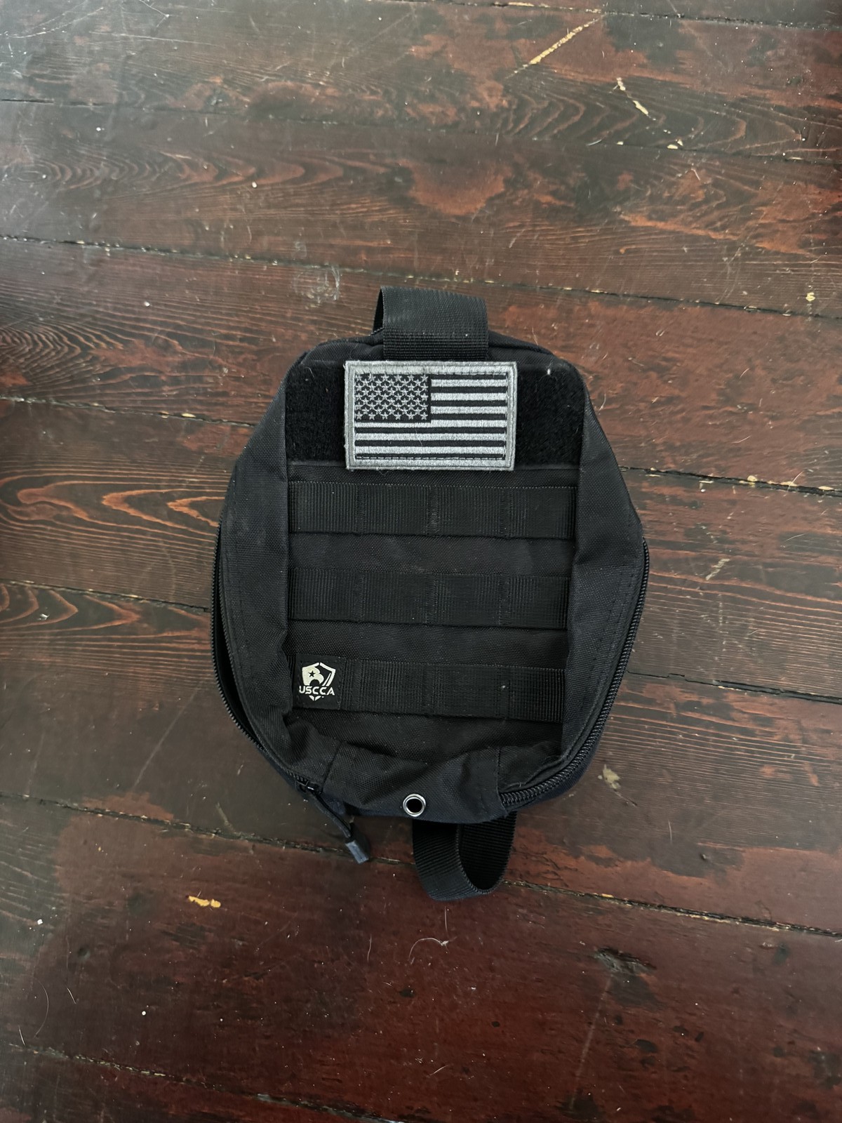 USCCA Tactical IFAK Pouch with Monochrome American Flag Patch