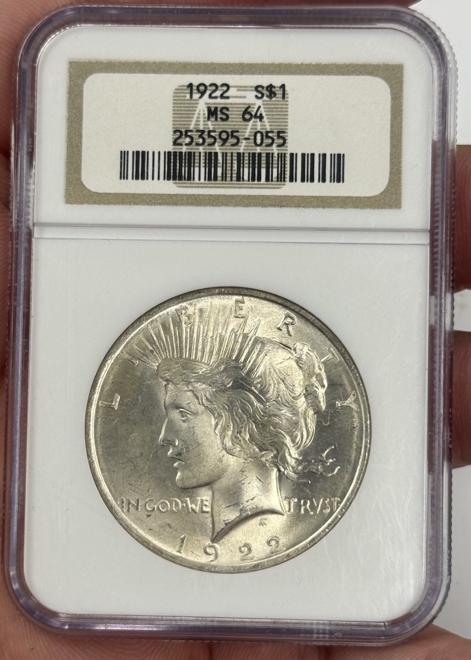 1922 $1 Peace Silver Dollar NGC MS64 #2385